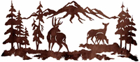 Deer Family 57 inch Metal Wall Art