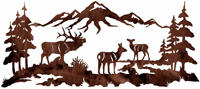 Elk Family 57 inch Metal Wall Art