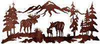 Moose Family 57 inch Metal Wall Art